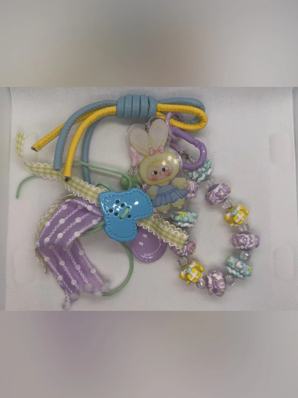 Cute Pastel Bunny Key & Card Holder Charm